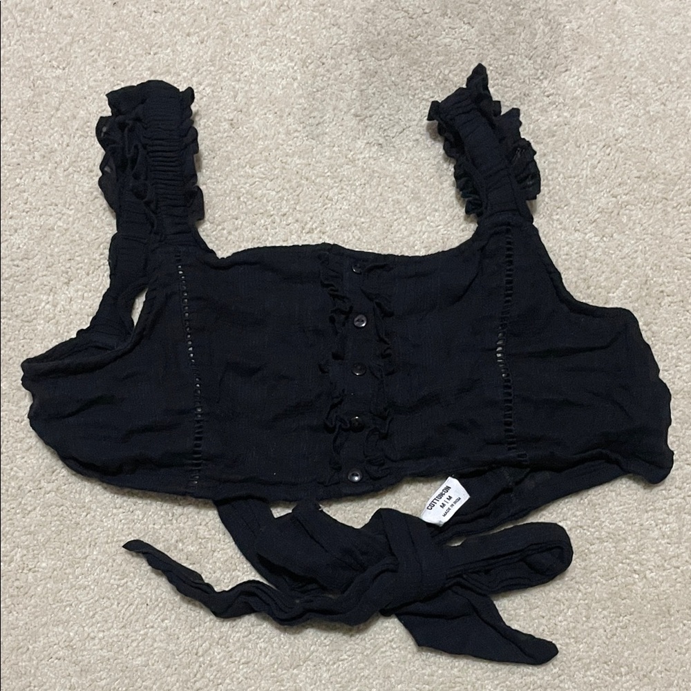 Black Ruffled Women's Top